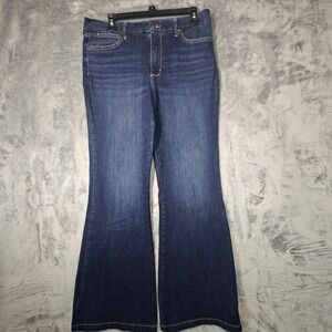 Wrangler Flare Leg Jeans Womens 32x30 Dark Wash High Rise Denim
